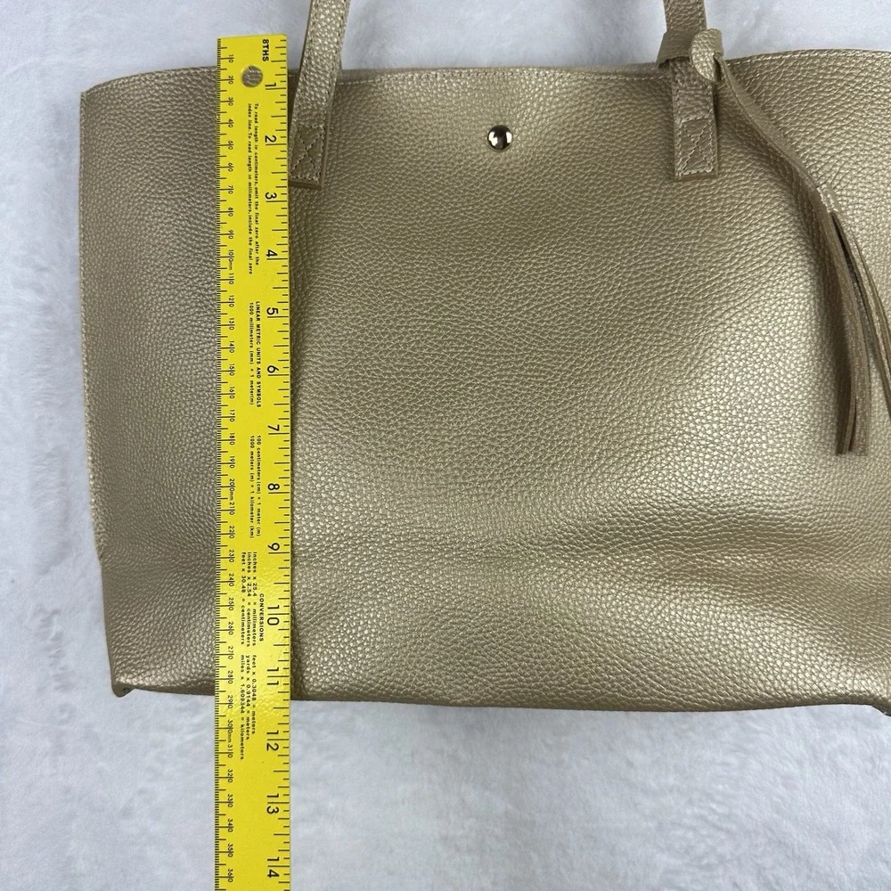 Unbranded Tote Bag Gold Snap Pocket Beach Bag Purse NWOT‎